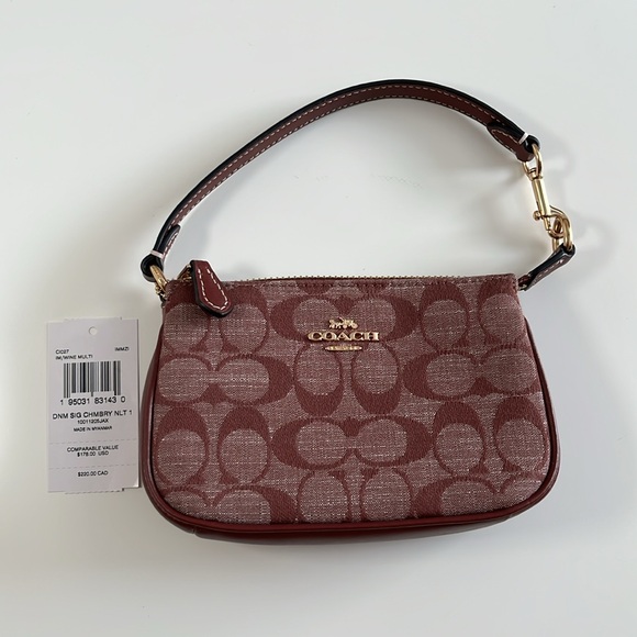 NWT Coach Nolita 15 Signature Chambray Wristlet & Card Holder Wine/ Burgundy - Picture 8 of 11